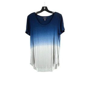 Kenneth Cole Women's Blue Gray Ombre Short Sleeve Tee T Shirt Size Medium